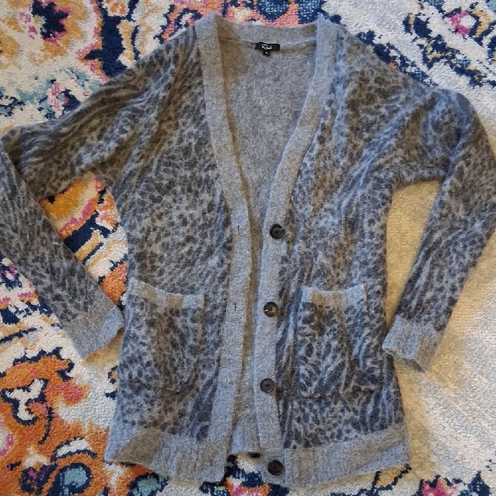 Alpaca & Wool Mix Leopard-Print Long Cardigan, Size Small, Rails Brand